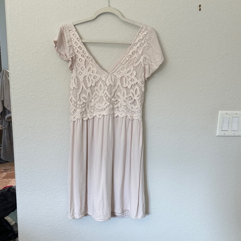 Maurices Light Pink Lace Mini Dress